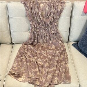 Olivaceous Pink Midi Sundress with Flutter Sleeves